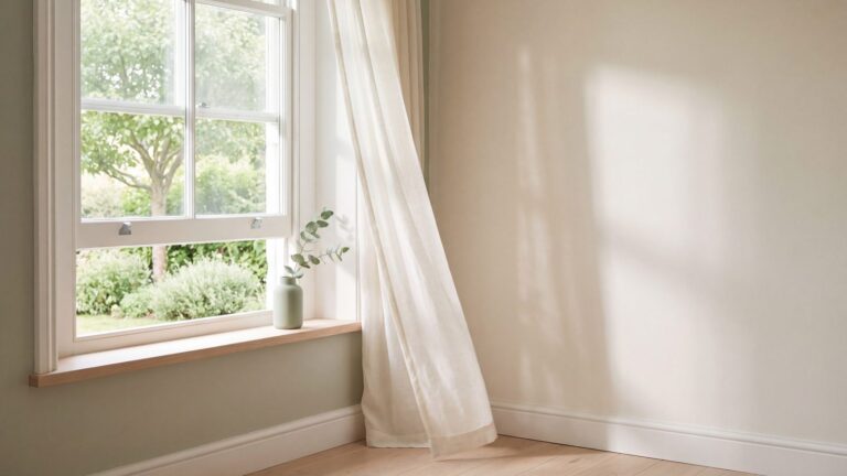 An open window letting fresh air and sunlight into a calm room
